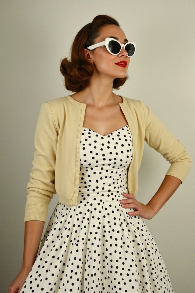 1950s polka dot retro glam