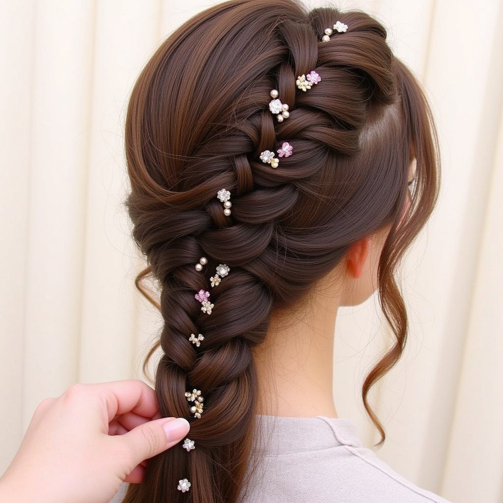 Classic Side Braid With Embellishments
