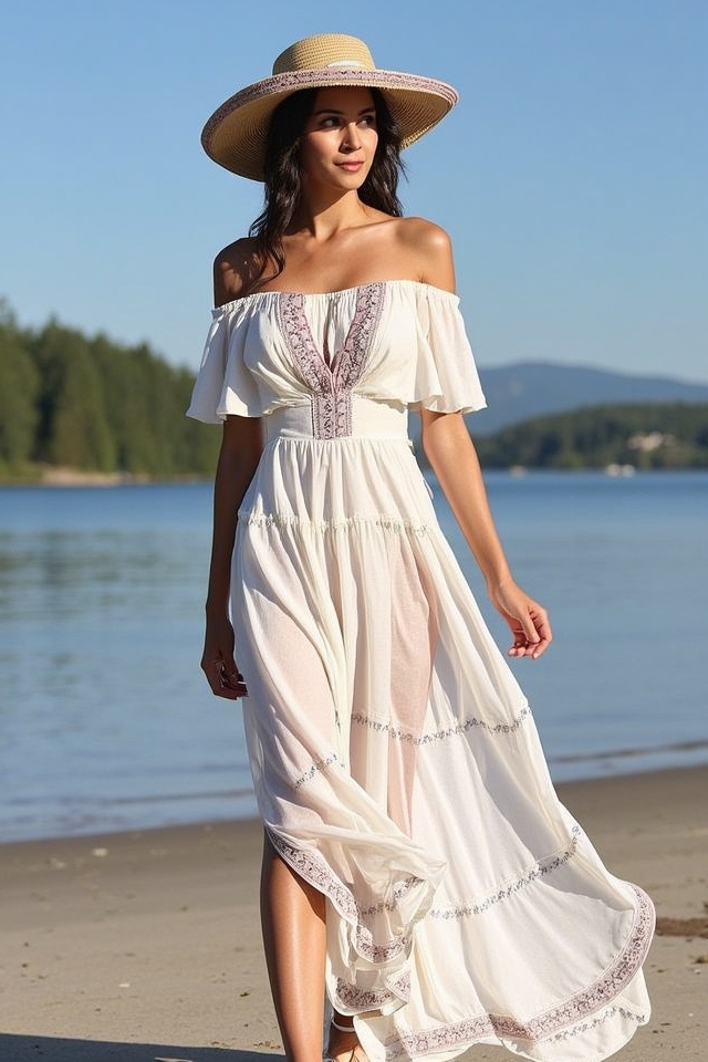 boho off shoulder lakeside charm