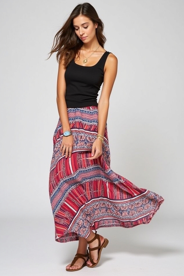 boho skirt fitted tank