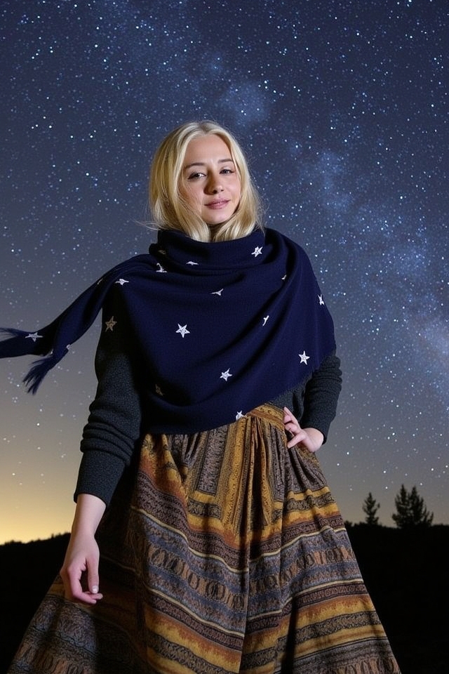 boho skirt starry shawl