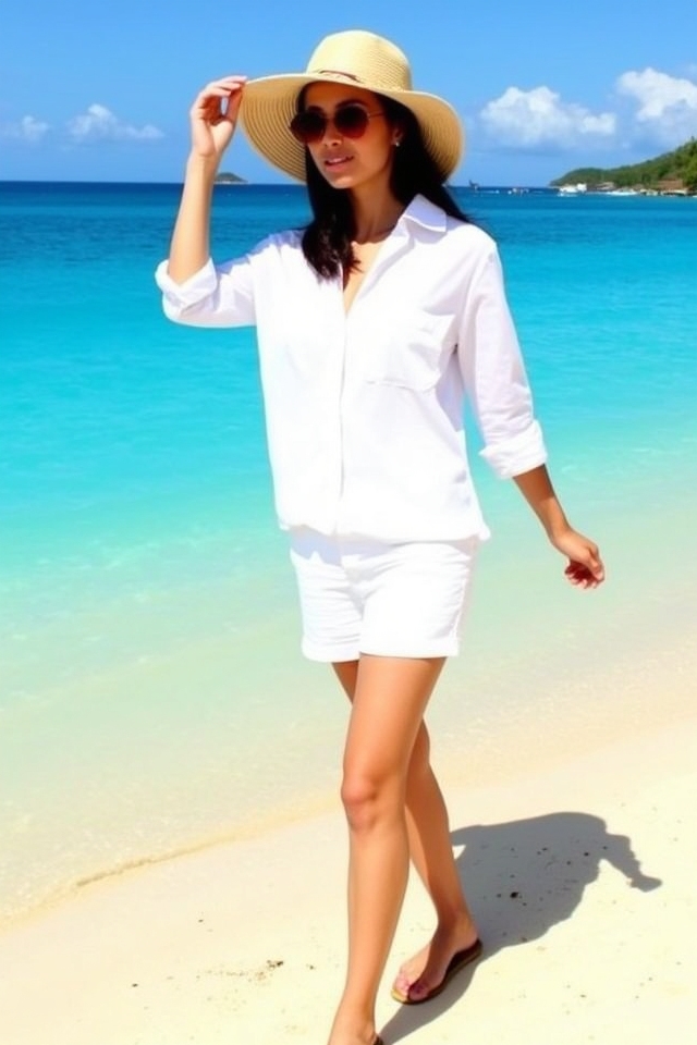 breathable white linen vacation combo