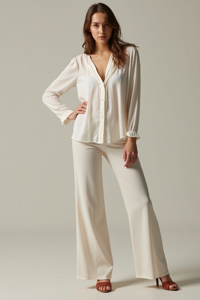 breezy blouse wide leg trousers
