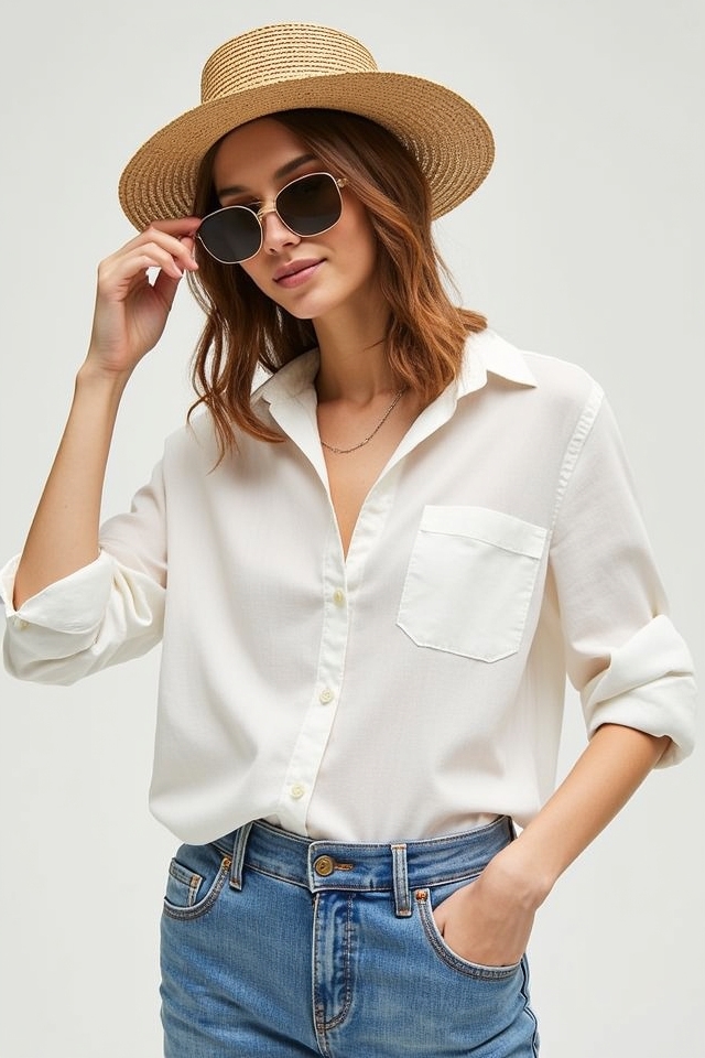 breezy button down jorts outfit
