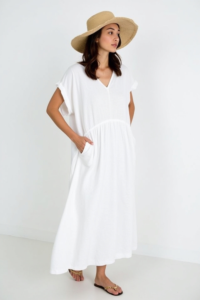 breezy white linen dress