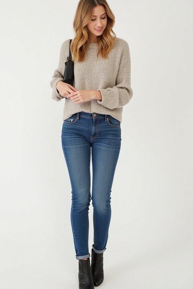 casual cozy sweater jeans