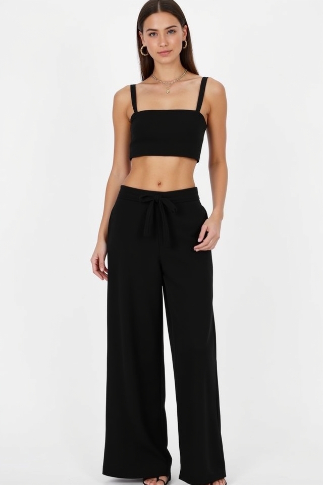 chic all black summer ensemble