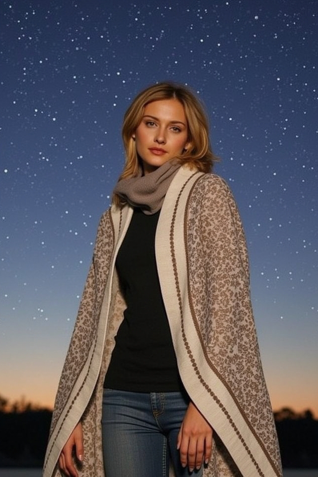 chic poncho stargazing ensemble