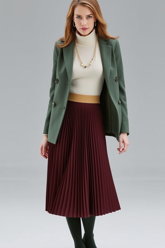 chic winter turtleneck skirt