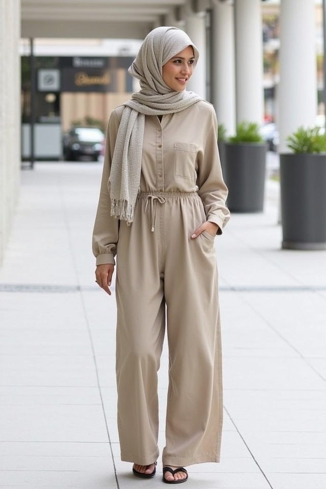 city exploration modest jumpsuit