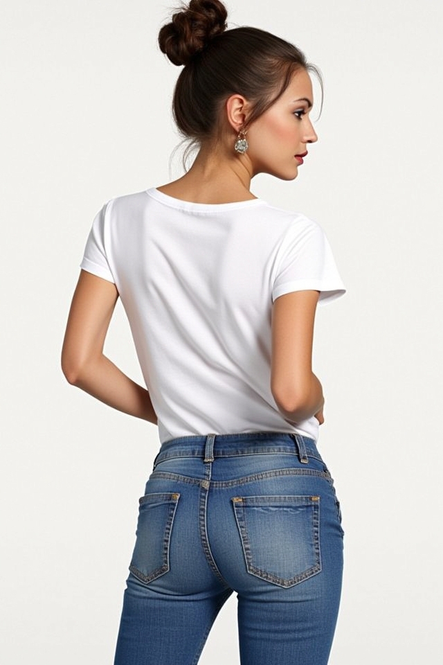 classic denim white tee outfit