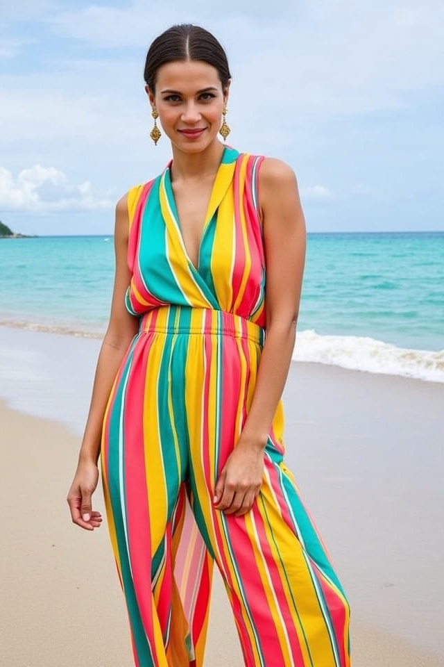 colorful jumpsuit evening vibes