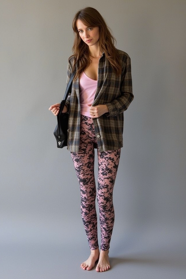 cozy flannel and leggings