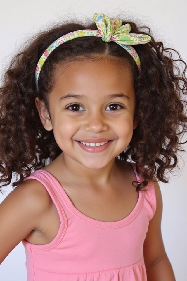 curly hair with headband