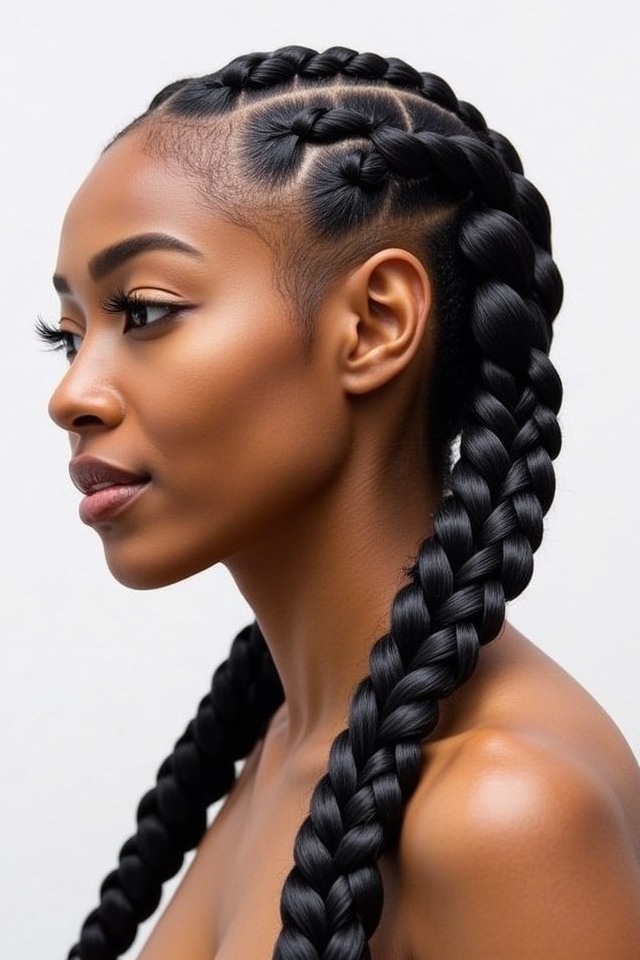 curved zigzag cornrow braids