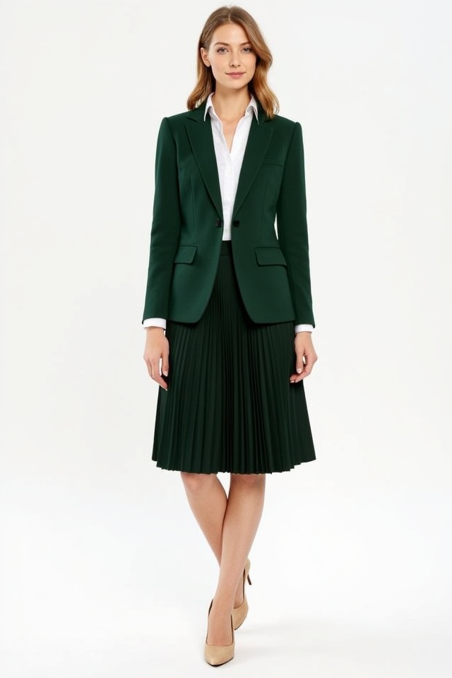 dark green blazer ensemble