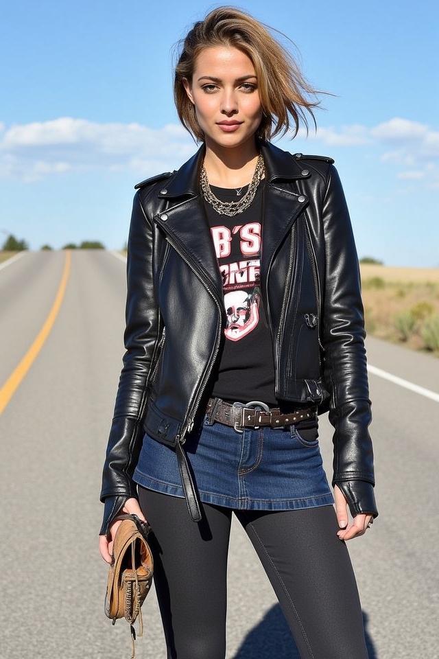 edgy leather jacket combo