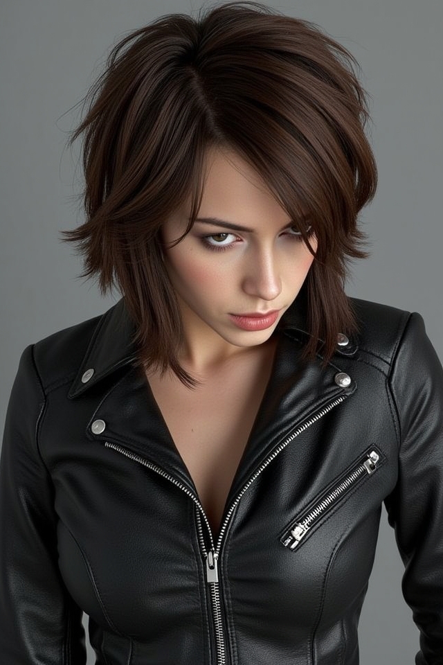 edgy leather jacket layering