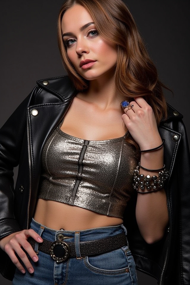 edgy metallic rock outfit