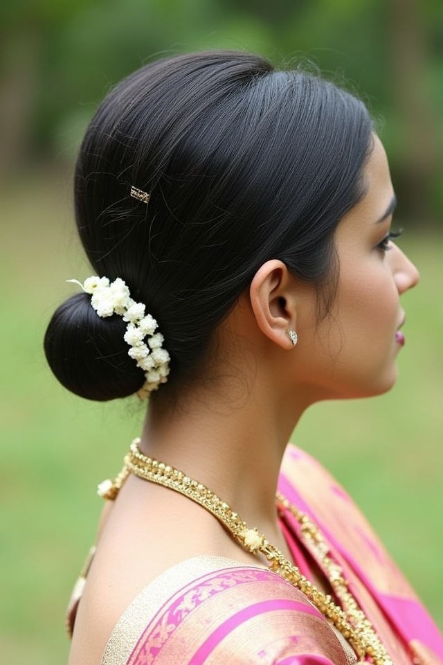 elegant indian low bun