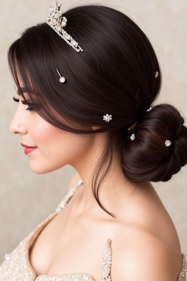 embellished low side bun
