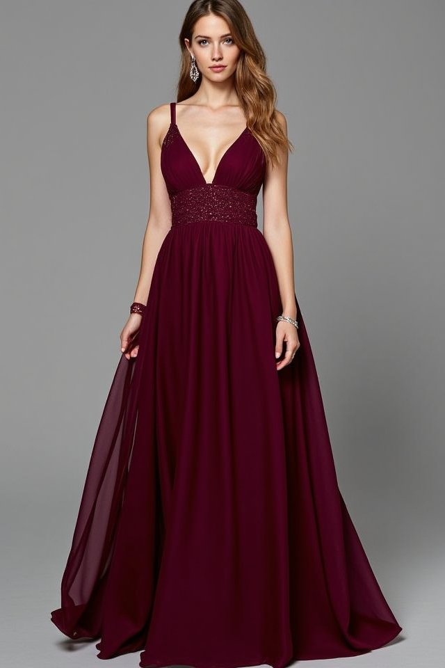 flowing elegant deep hued gown