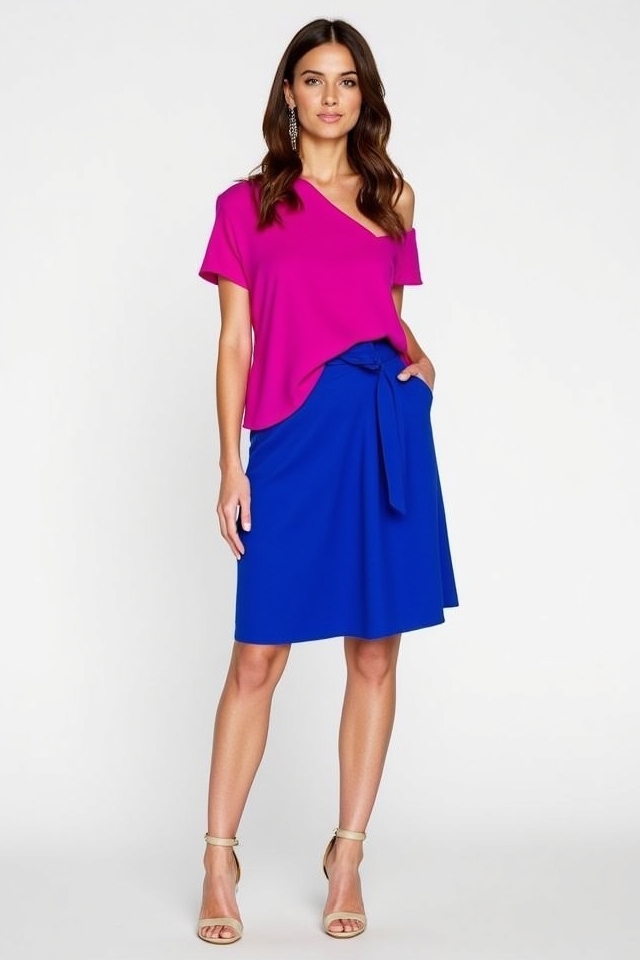 fuchsia top cobalt skirt