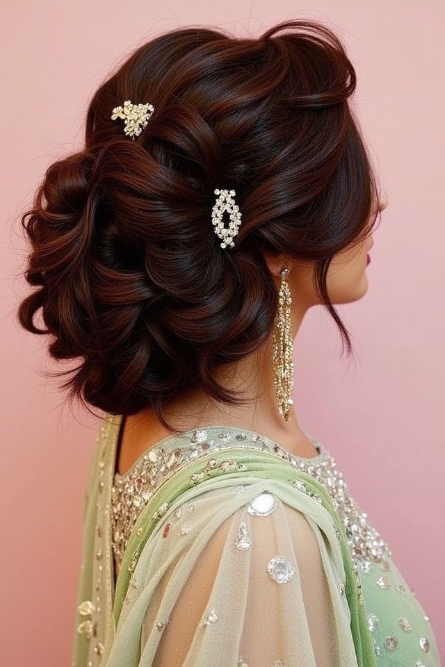 glamorous curls with accessories