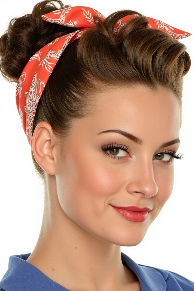 high bun bandana style