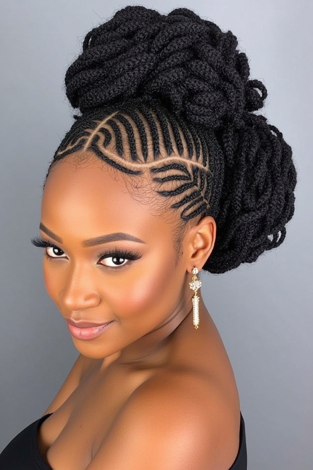 intricate zig zag updo