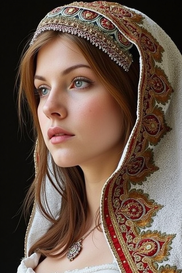 intricately embroidered russian sarafan