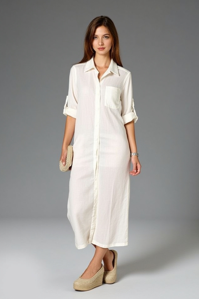 linen shirt espadrille wedges