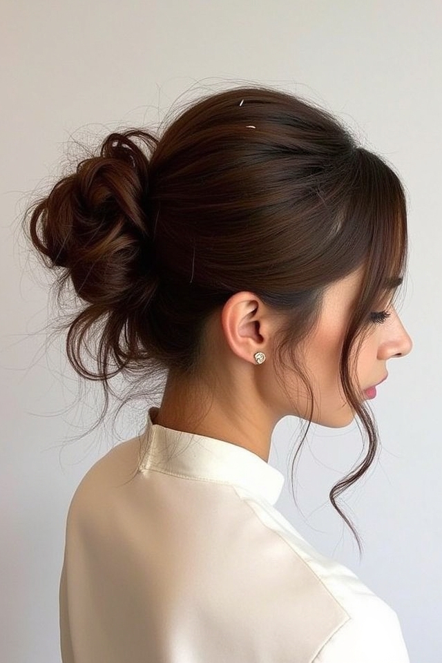 messy updo loose strands