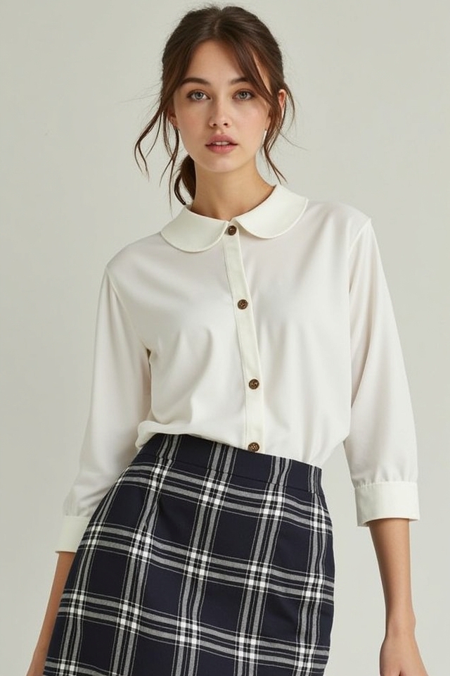 plaid skirt peter pan blouse