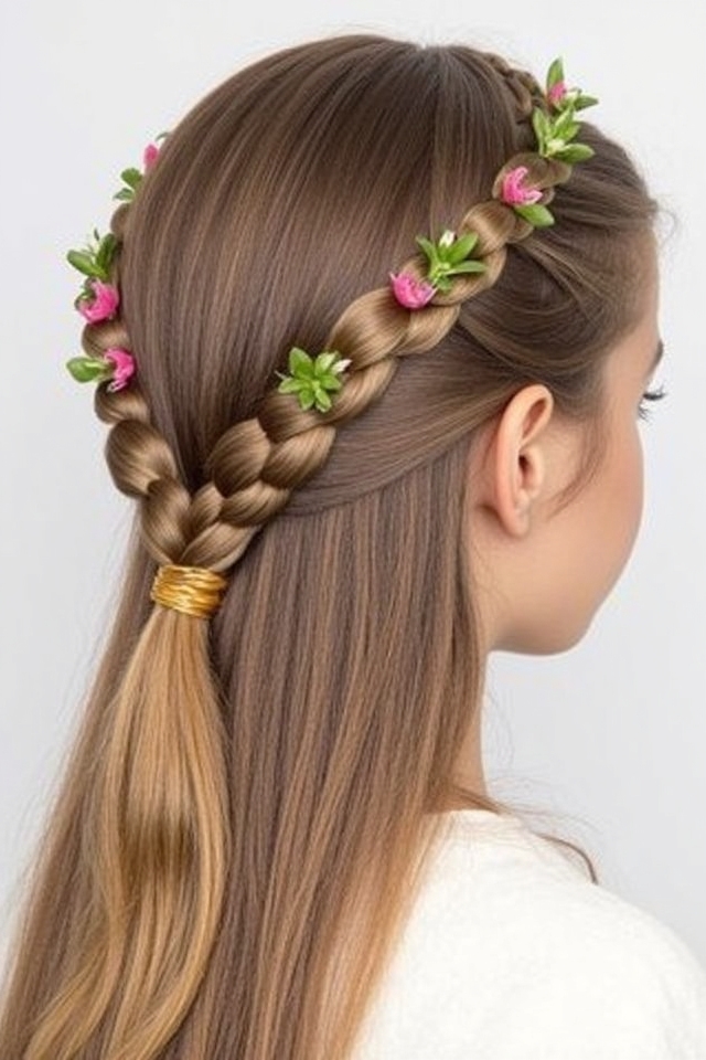 playful crown braid style