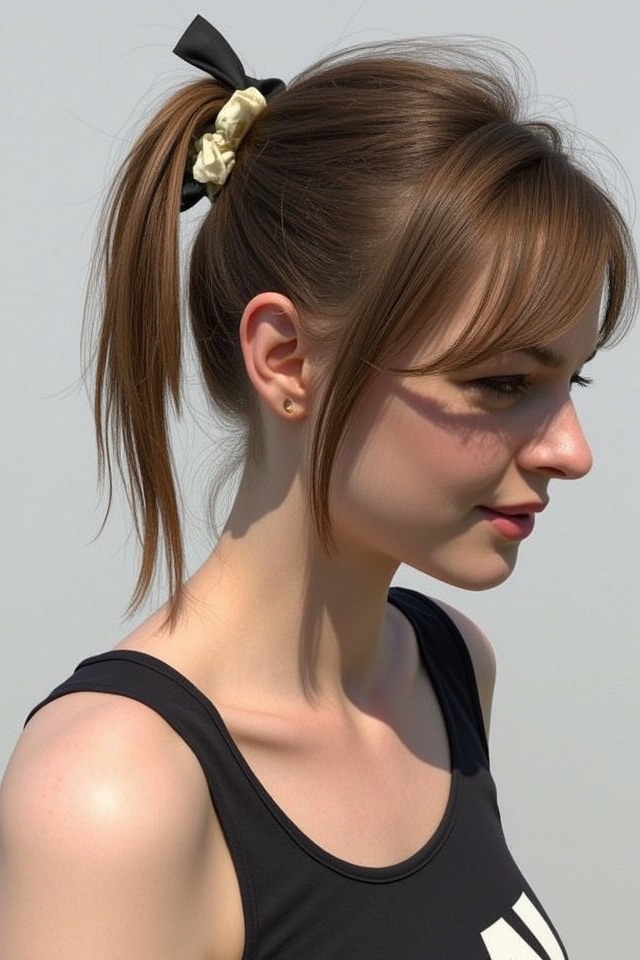 playful ribbon wrapped pigtails
