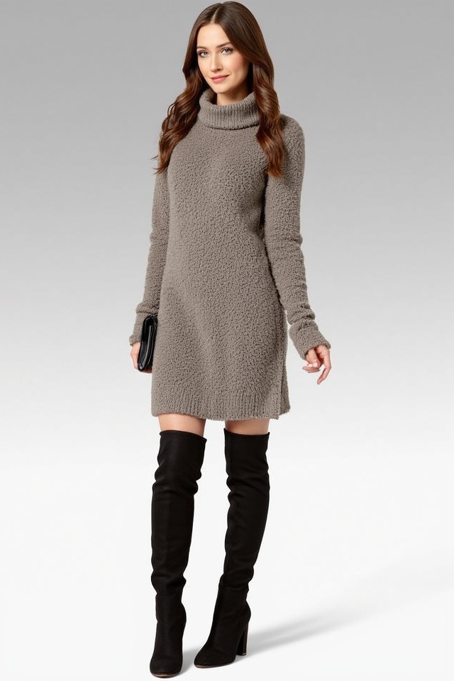 plush sweater dress boots