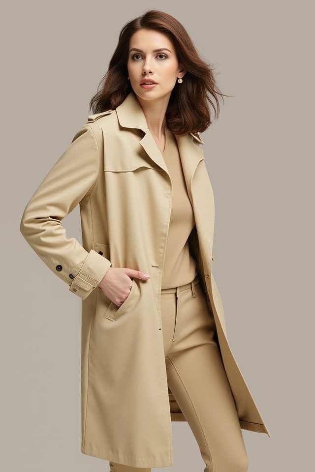 professional beige trench ensemble