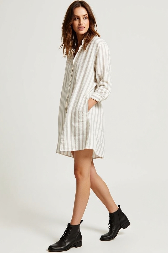 relaxed shirt dress boots