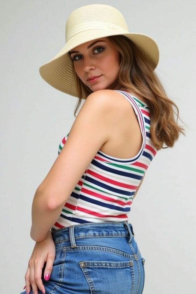 retro striped bucket hat