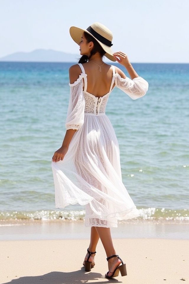 romantic white lace greece