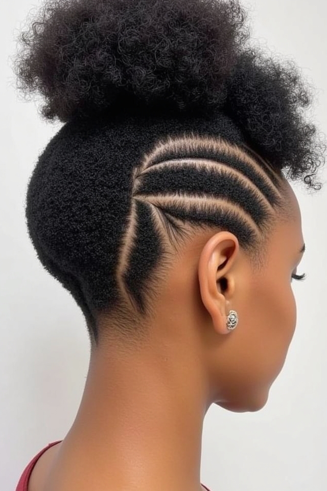 side zigzag afro puff