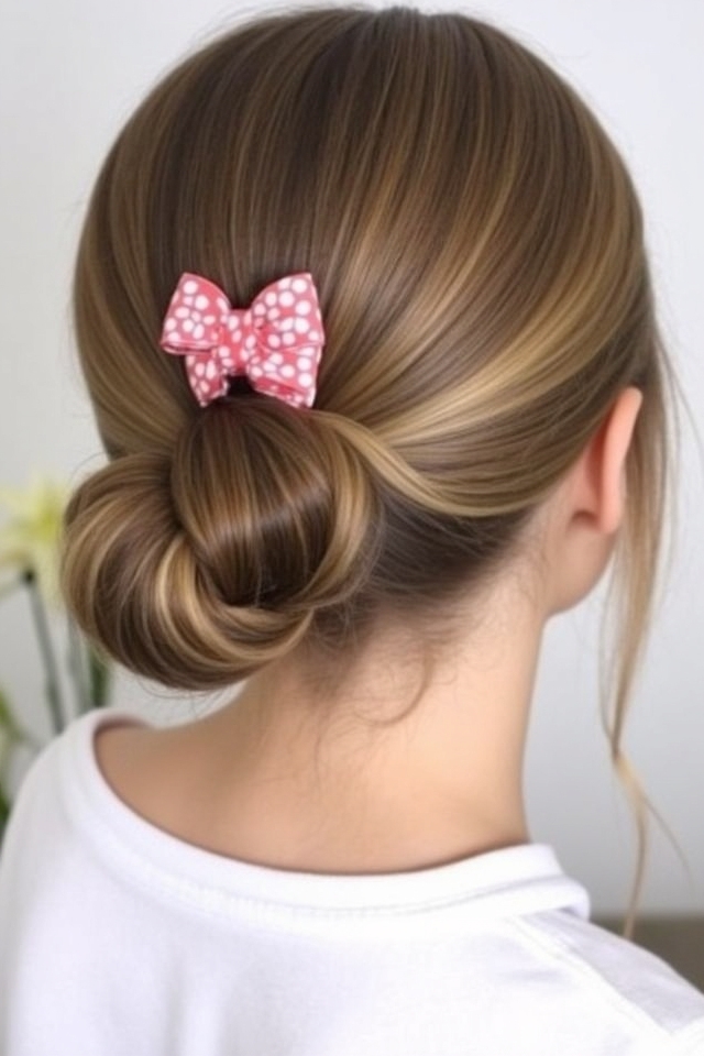 sleek bun with accessory