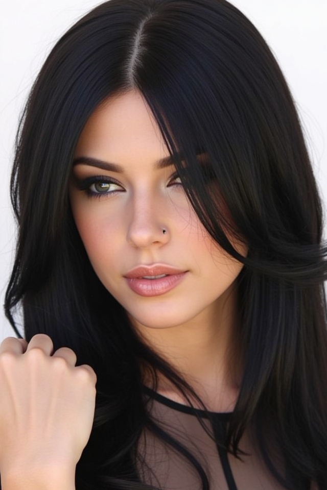 sleek jet black weave elegance