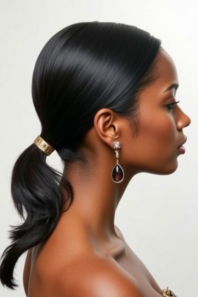 sleek polished low ponytail