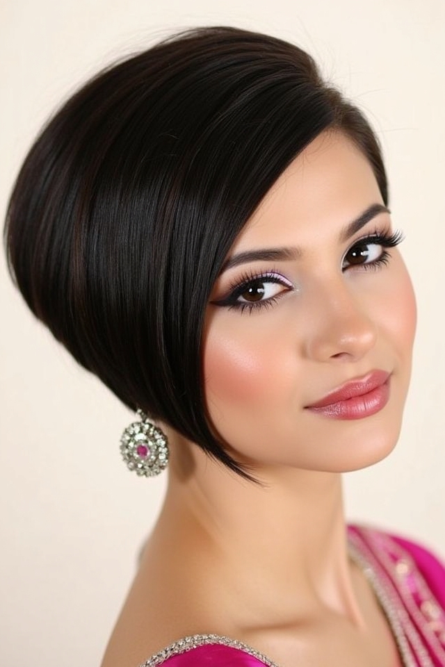 sleek side swept bob hairstyle