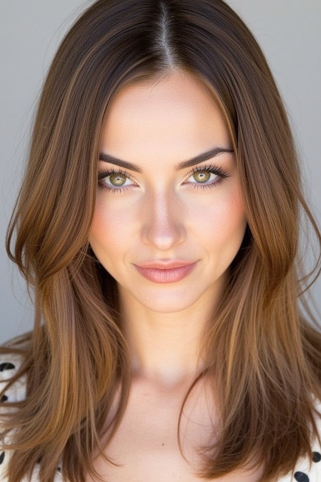 sleek sophisticated middle part