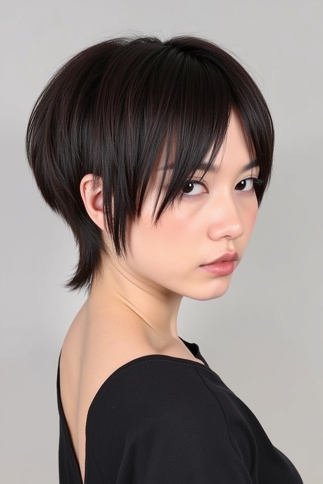 sleek straight wolf cut