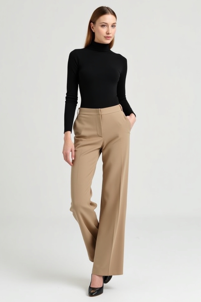 sleek turtleneck high waisted ensemble