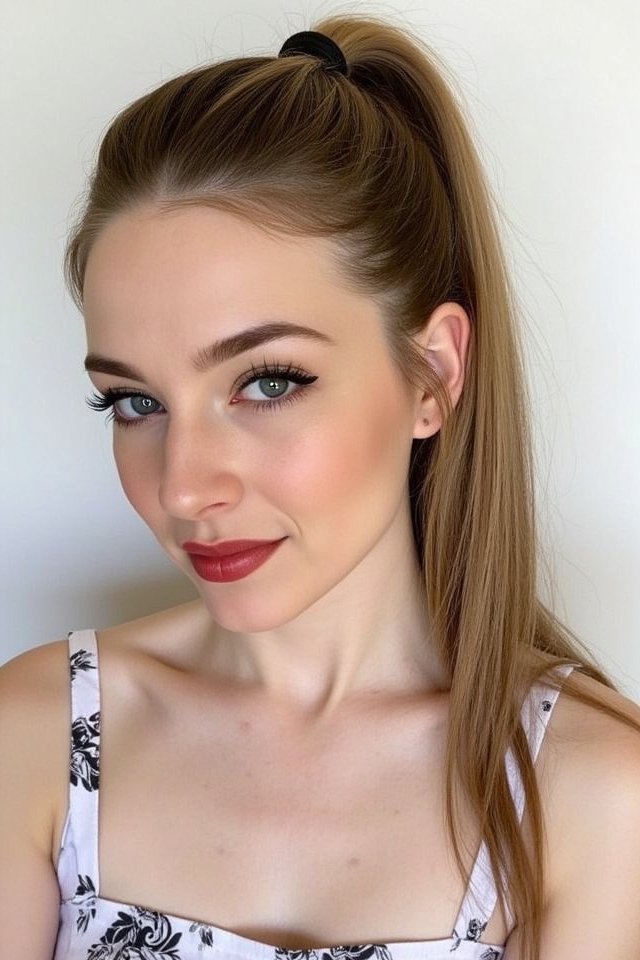 sleek twisted high ponytail